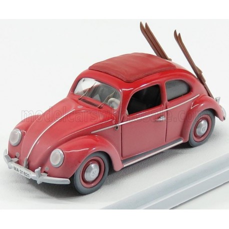 Volkswagen Beetle Kafer whith ski 1953 Red Rio Models 4561