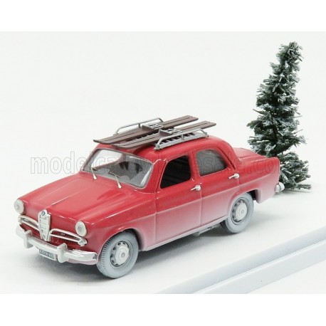 Alfa Romeo Giulietta TI winter holidays with ski 1957 Red Rio Models 4615