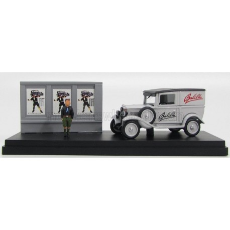 Fiat Ballila bus publicitaire with figure diorama 1932 Grey Black Rio Models 4364/P
