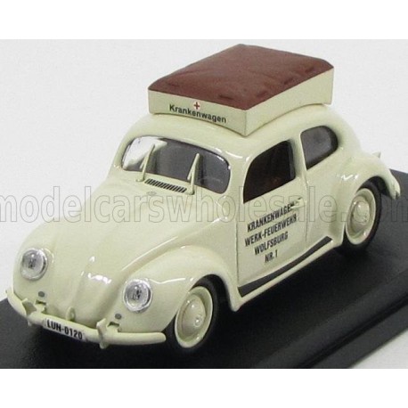 Volkswagen Beetle Ambulance Fire Wolfsburg 1950 White Rio Models 4403