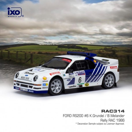 Ford RS200 6 RAC Rally 1986 K. Grundel - B. Melander IXO RAC314 1/43