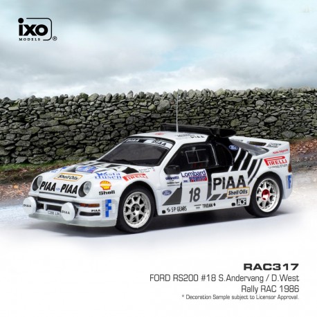 Ford RS200 18 RAC Rally 1986 S. Andervang - D. West IXO RAC317 1/43