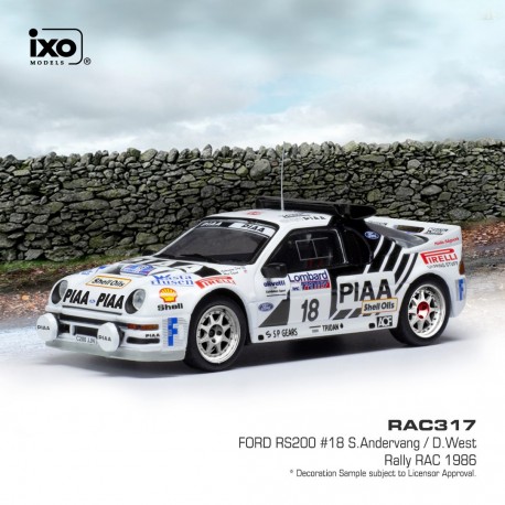 Ford RS200 18 RAC Rally 1986 S. Andervang - D. West IXO RAC317