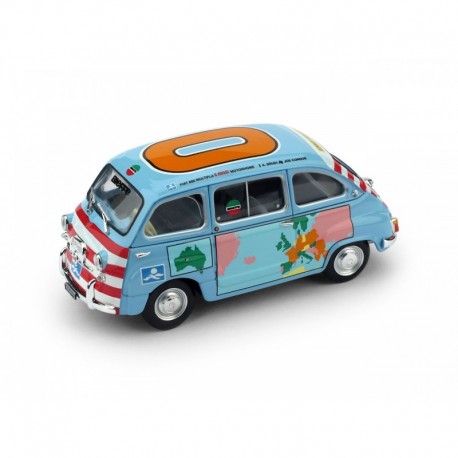 Fiat 600 D Multipla Graziano Rossi Motorhome 1960 Light Blue Brumm R401-UPD-2020