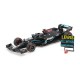 Mercedes F1 W11 EQ Performance 44 F1 91st Win Eifel 2020 Lewis Hamilton with pitboard and Schumacher helmet Minichamps 113201144