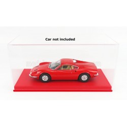 Boitier Vitrine Display Box 1/18 base en cuir rouge Luxcase LC18001B