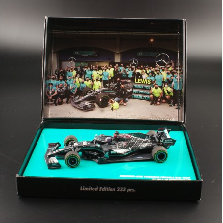 Mercedes F1 W11 44 F1 Winner Turquie World Champion 2020 Lewis Hamilton with used tyres and dirty effect Minichamps 413201444