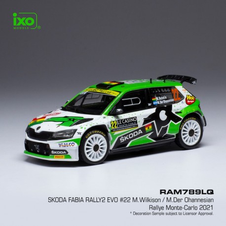 Skoda Fabia Rally2 Evo 22 Rallye Monte Carlo 2021 Bulacia Wilkinson - Der Ohannesian IXO RAM789