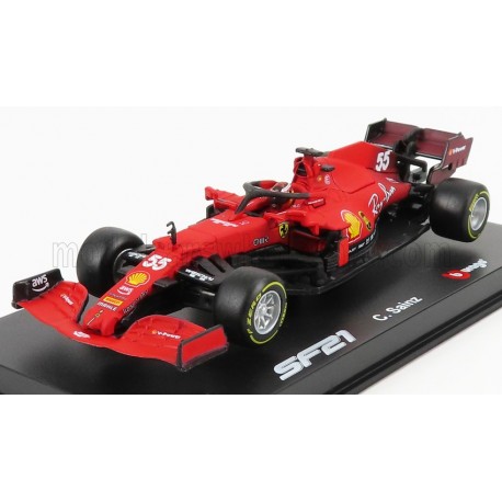 Ferrari SF21 with driver 55 F1 2021 Carlos Sainz Jr Bburago BBU18-36828S