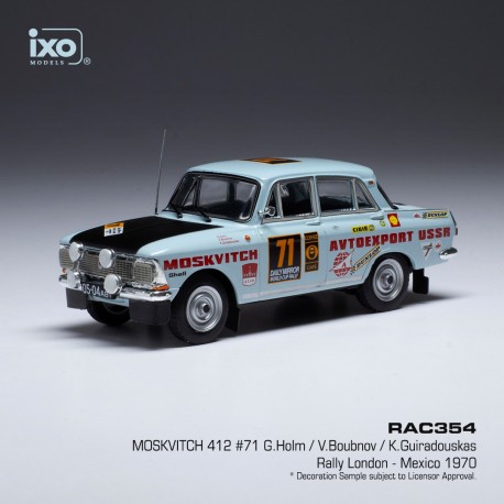 Moskwitsch 412 71 Rally London - Mexico 1970 Holm - Boubnov - Guiradouskas IXO RAC354