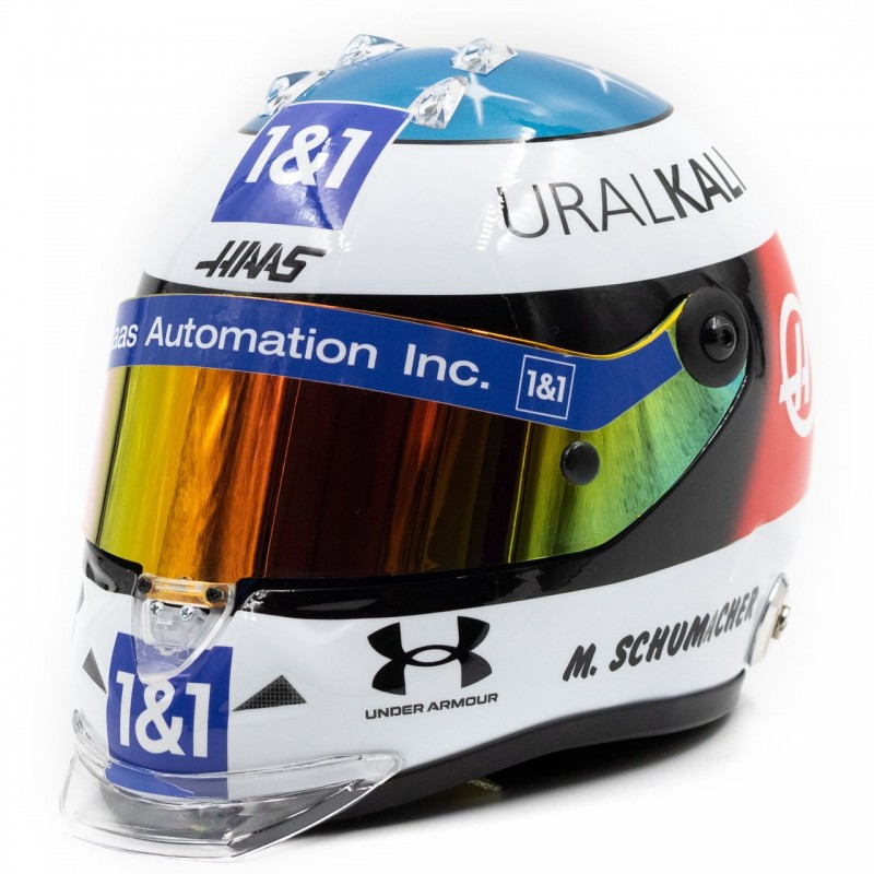 Casque Miniature Mick Schumacher 1:8 - GP Belgique 2017 | Réplique Détaillée Avec Vitrine