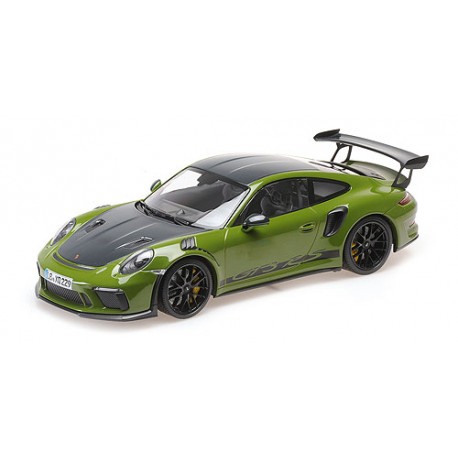 Porsche 911 GT3RS (991.2) Weissach Package 2019 Green with Wording with Black wheels Minichamps 155068232