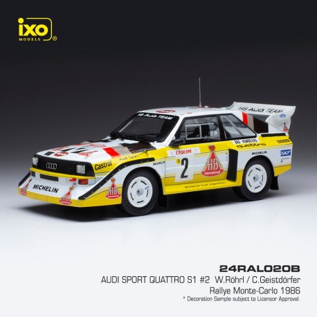 Audi Sport Quattro S1 HB 2 Rallye Monte Carlo 1986 Rohrl - Geistdorfer IXO 24RAL020B