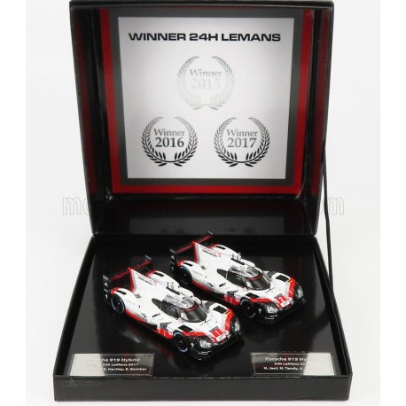Porsche Set 2 Cars 919 Hybrid 2.0L Turbo V4 n1 n2 Winner 24 Heures du Mans 2017 IXO IXOSP919-SET2