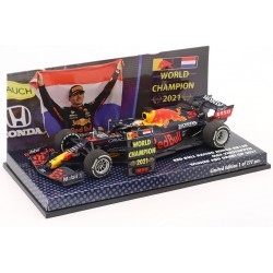 Red Bull Honda RB16B 33 F1 Winner Abu Dhabi World Champion 2021 Max Verstappen avec pitboard Minichamps 413212433
