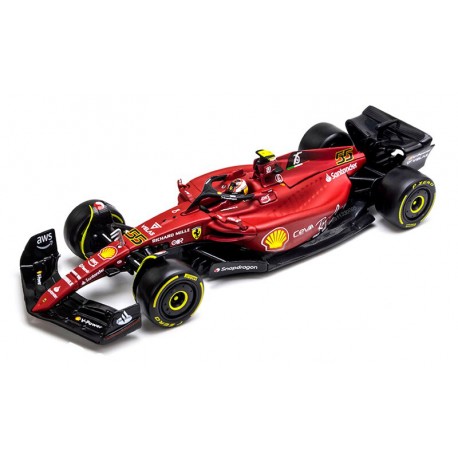 Ferrari F1-75 55 Carlos Sainz F1 2022 with driver and display Bburago BU36831S