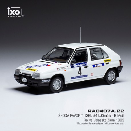 Skoda Favorit 136 L 4 Valaskaa Zima Rally 1989 Krecek - Borivoj IXO RAC407A