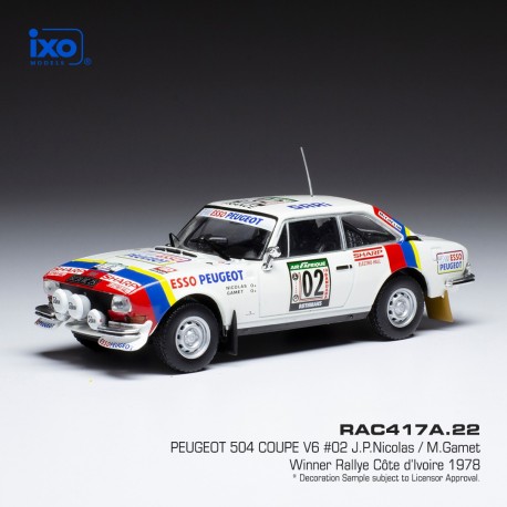 Peugeot 504 Coupe V6 2 Rallye Cote d'Ivoire 1978 Nicolas - Gamet IXO RAC417A