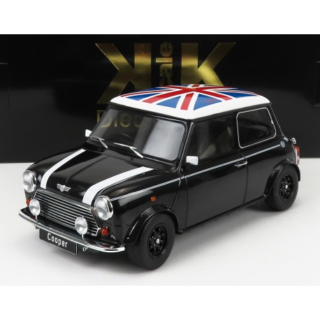 Mini&nbsp;Cooper RHD with Union Jack 1992 Black White KK Scale KKDC120052R