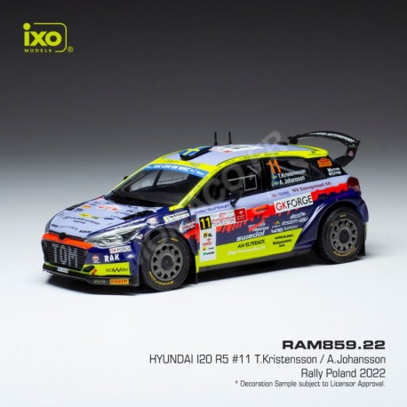 Hyundai i20 R5 11 Rallye de Pologne 2022 Kristensson - Johansson IXO RAM859