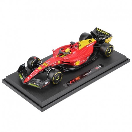Ferrari F1-75 16 F1 Monza 2022 Charles Leclerc avec pilote et boitier Bburago BU36831LMO