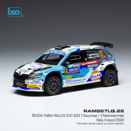 Skoda Fabia Rally2 Evo 23 Rallye de Finlande 2022 Asunmaa - Mannisenmaki IXO RAM867BLQ