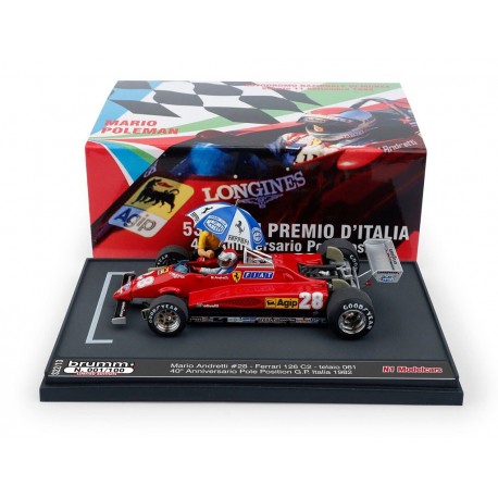 Ferrari 126C2 28 F1 Pole Italie Monza 1982 Mario Andretti with driver umbrella Brumm S22/13