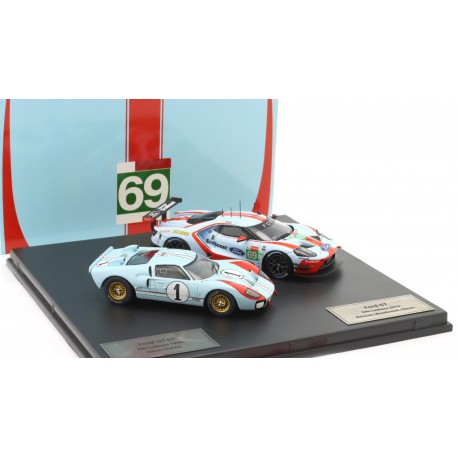 Set 2x Ford GT n69 2019 Ford GT40 n1 1966 24 Heures du Mans IXO FGT-43001-SET2