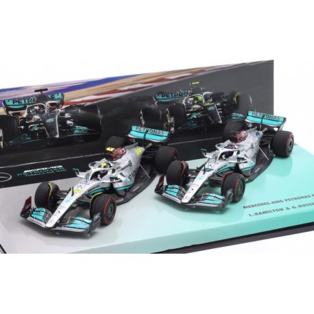 Cars Set Mercedes AMG F1 W13 E Performance F1 Bahrain 2022 Hamilton Russell Minichamps 447224463