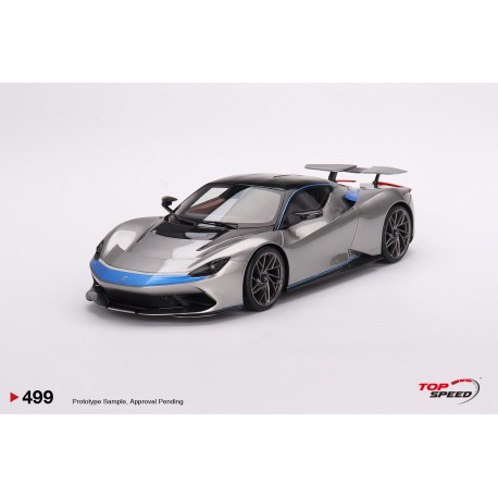 Automobili Pininfarina Battista Geneva World Premiere 2019 Grigio Luserna Matt and Iconica Blu Matt front nose Truescale TS0499